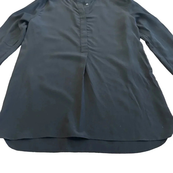 Babaton Aritzia 100% Silk Blouse Black Henley Flowy Wide Fit Small Women's - Picture 4 of 11